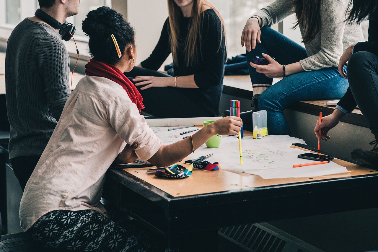 Group of people engaged in a discussion